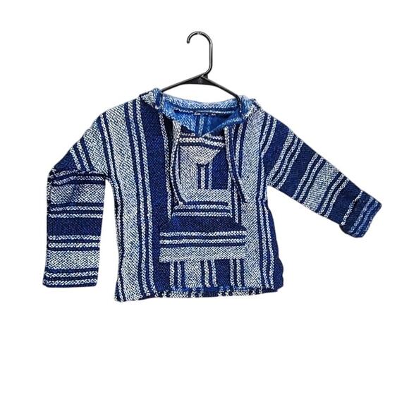 Unkown Other - Mexican BAJA Hoodie For Kids Size 6 Blue Wool Sweater Toddler  Pullover